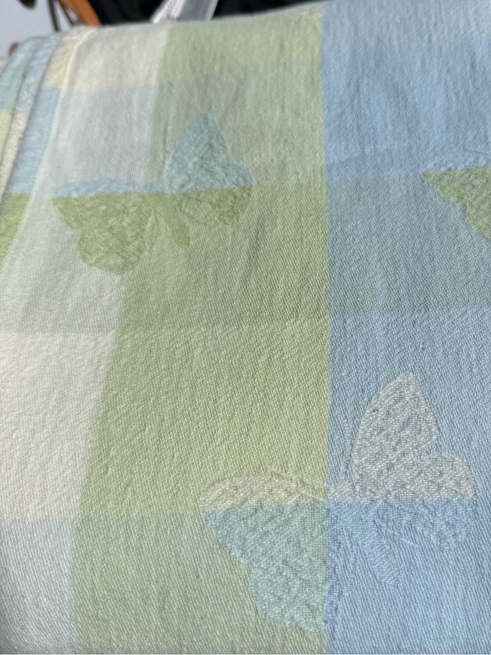 Blue and Light Green Butterfly Jacquard Table Clothe ( could be bedcover)